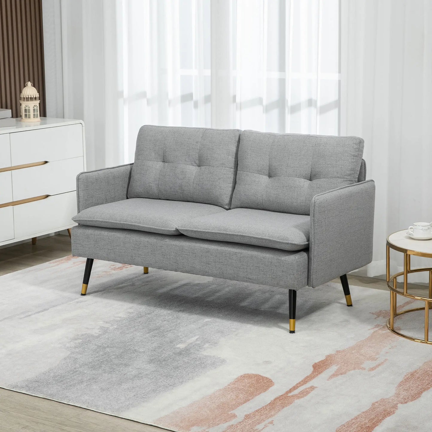 55" Loveseat Sofa, Modern Upholstered Small Couch, Grey 2-Seater Sofas at Gallery Canada