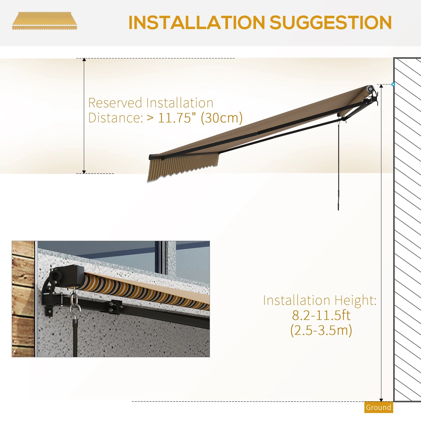 15' x 10' Retractable Awning, UV Resistant Sunshade, Dark Grey, Amber Window Awnings at Gallery Canada
