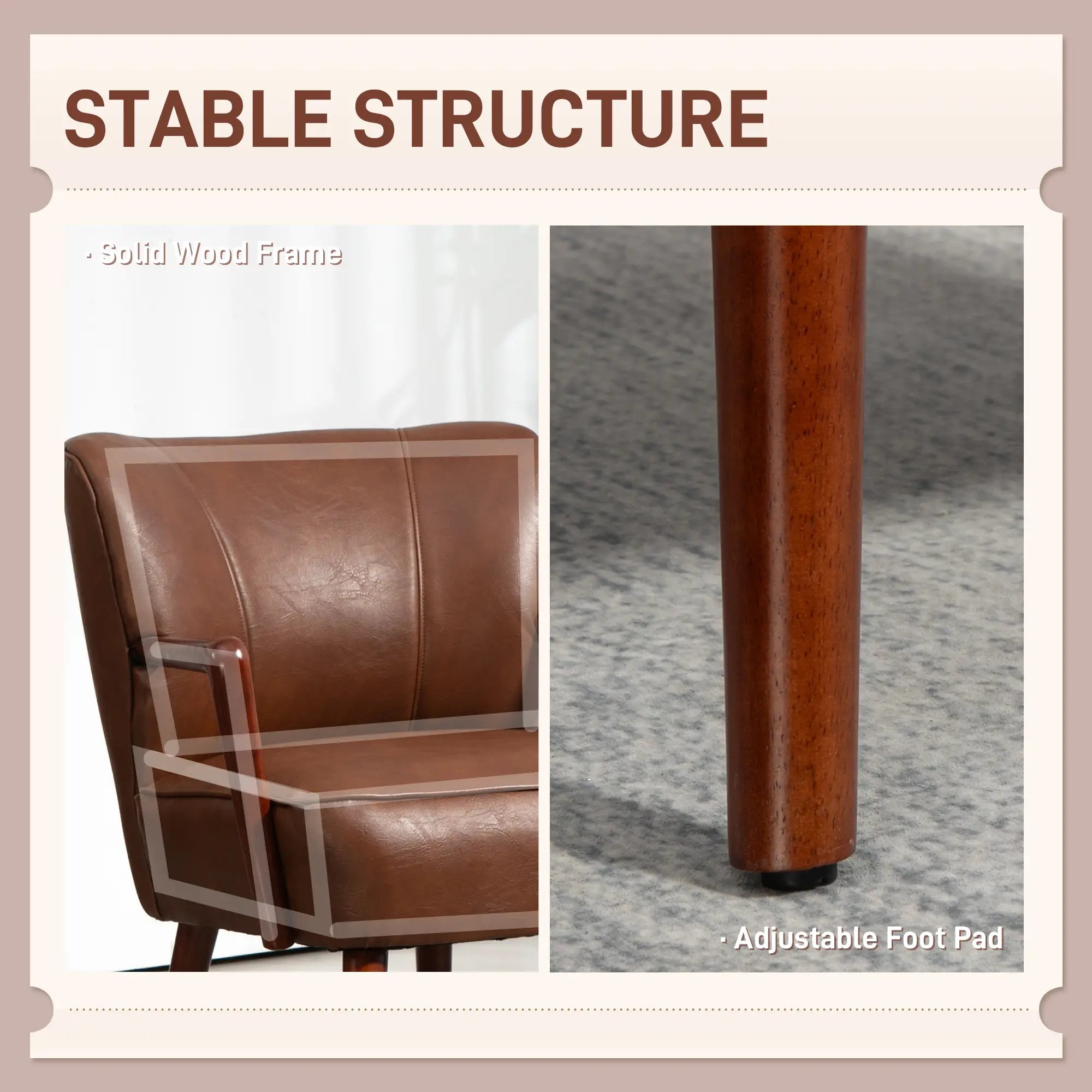 Modern Accent Chair, Faux Leather Upholstered, Wood Legs, Brown Accent Chairs at Gallery Canada