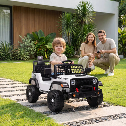 Camion auto électrique 12V, télécommande, démarrage progressif, 2-4 ans, Blanc