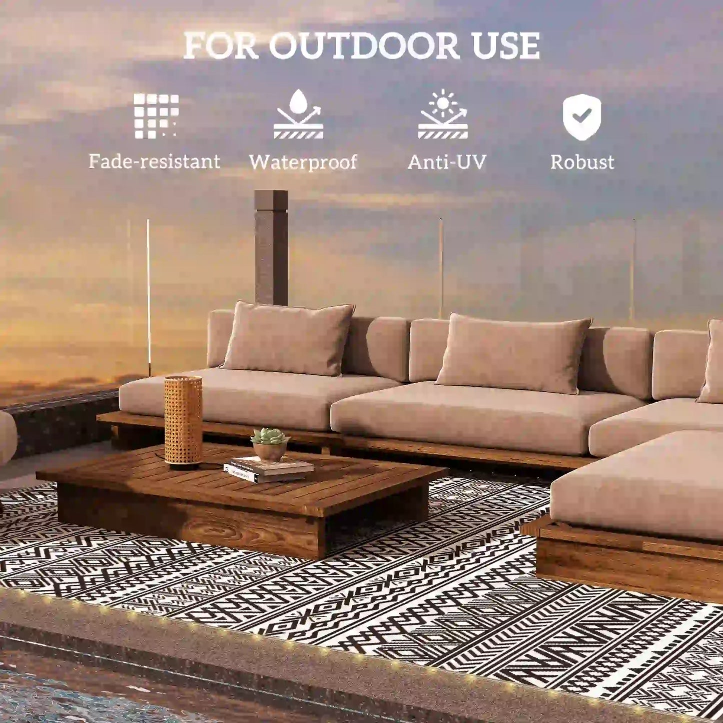 Reversible Outdoor Rug With USB Lights, 12' x 9', Carry Bag For Camping Outdoor Reversible Rugs at Gallery Canada