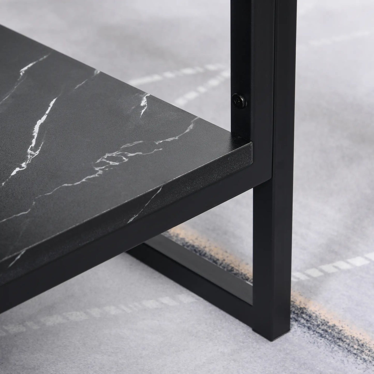 2-Tier Coffee Table with Storage, Marble Textured Top, Black Coffee Tables at Gallery Canada