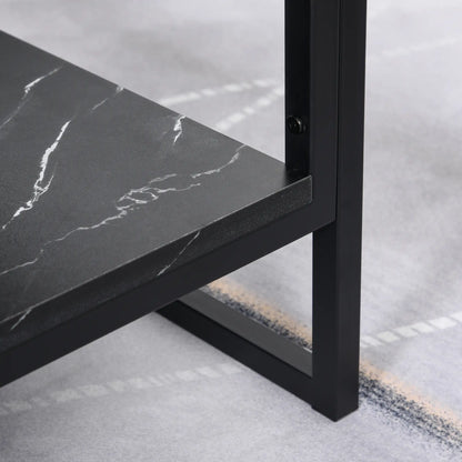 2-Tier Coffee Table with Storage, Marble Textured Top, Black Coffee Tables at Gallery Canada