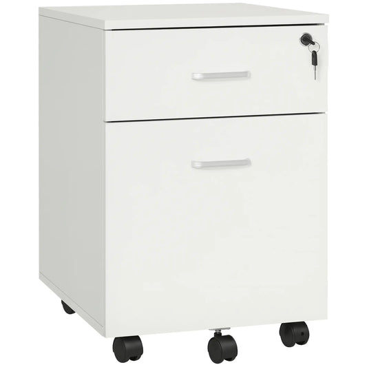 2 Drawer File Cabinet with Lock, Mobile Vertical Filing Cabinet, White Office Cabinets & Cupboards White at Gallery Canada