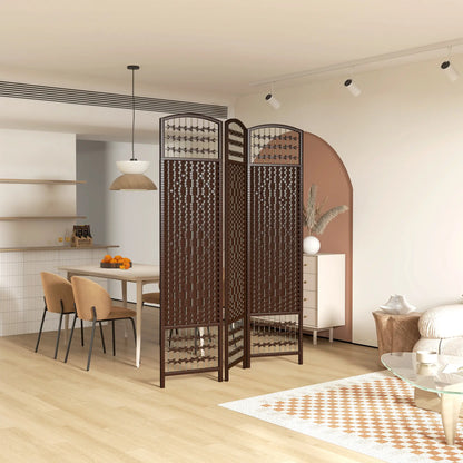 3 Panel Folding Room Divider, Portable Privacy Screen, Brown Room Dividers at Gallery Canada