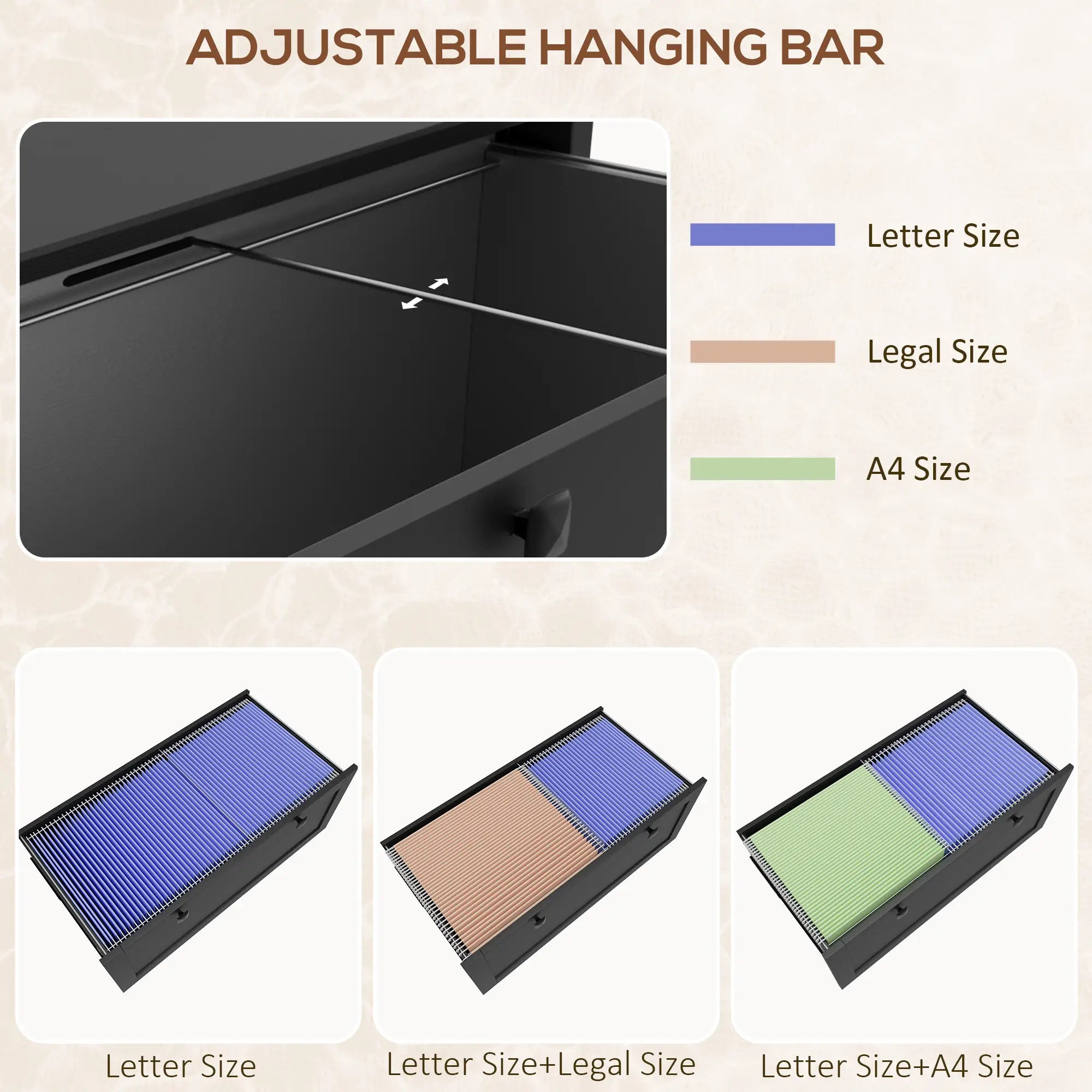 2 Drawer File Cabinet, Lockable, Adjustable Hanging Bar, Letter, A4, Legal Size, Black Office Cabinets & Cupboards at Gallery Canada