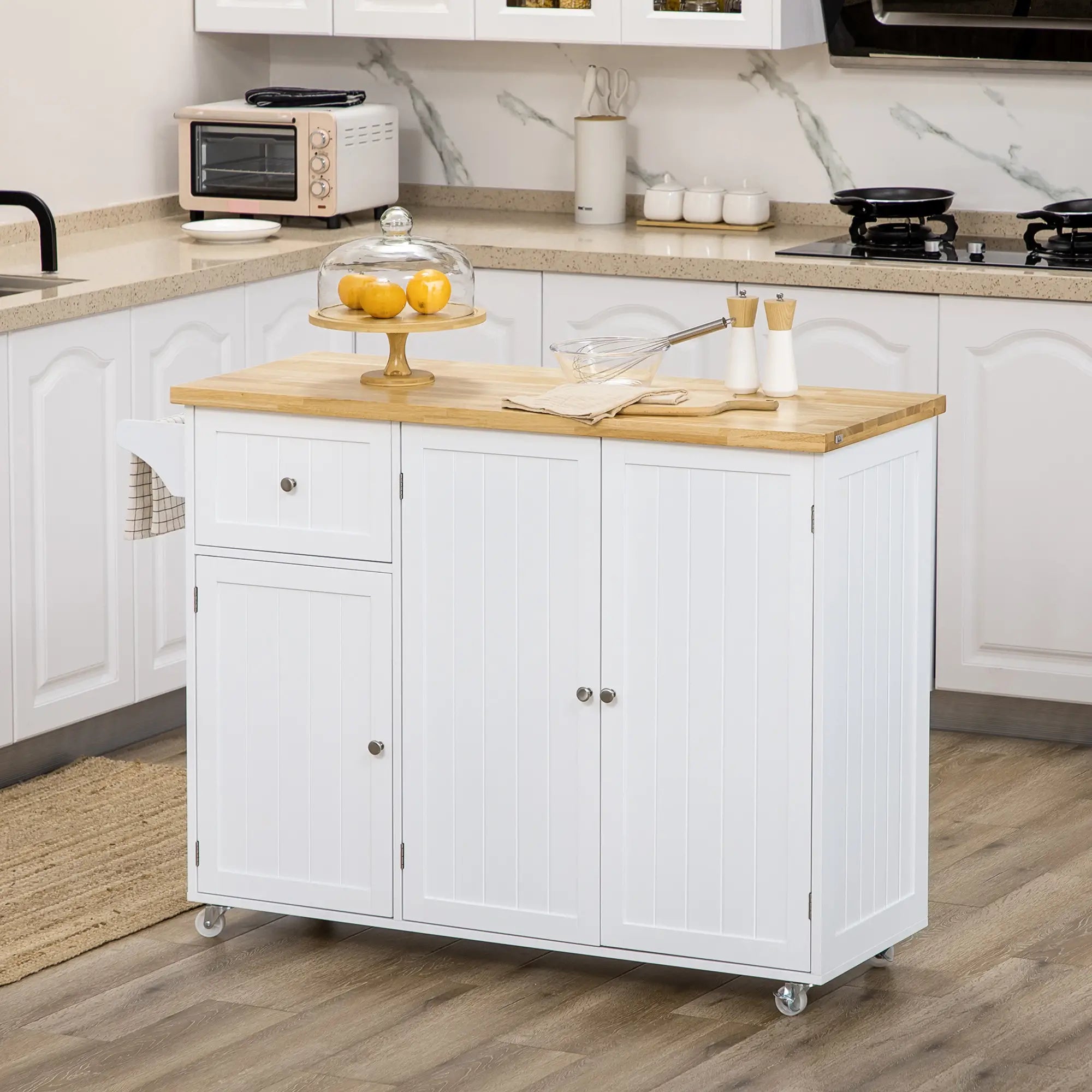 Rolling Kitchen Island with Storage, Drawer, Cabinets, Towel Rack Kitchen Islands & Kitchen Carts at Gallery Canada