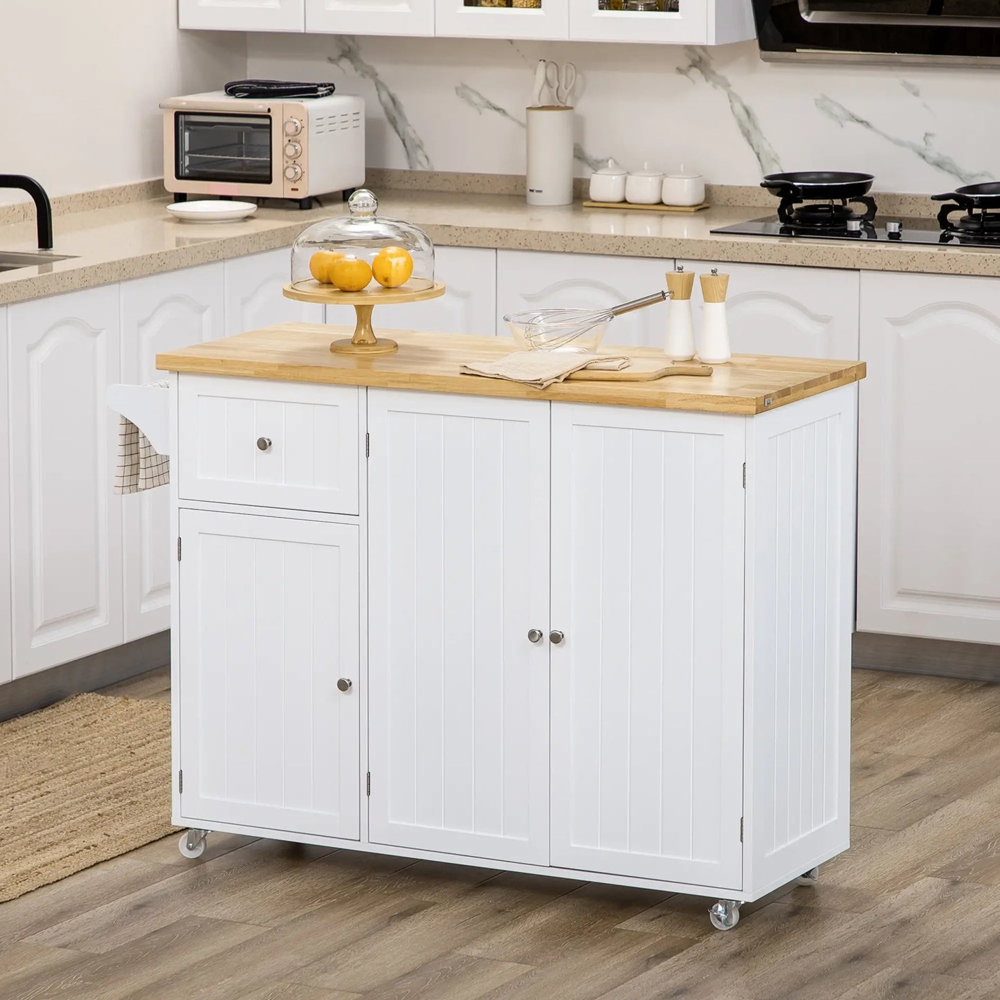 Rolling Kitchen Island with Storage, Drawer, Cabinets, Towel Rack Kitchen Islands & Kitchen Carts at Gallery Canada