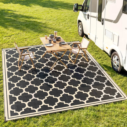 9'x12' Reversible Outdoor RV Rug, Patio Mat, Black Outdoor Reversible Rugs at Gallery Canada