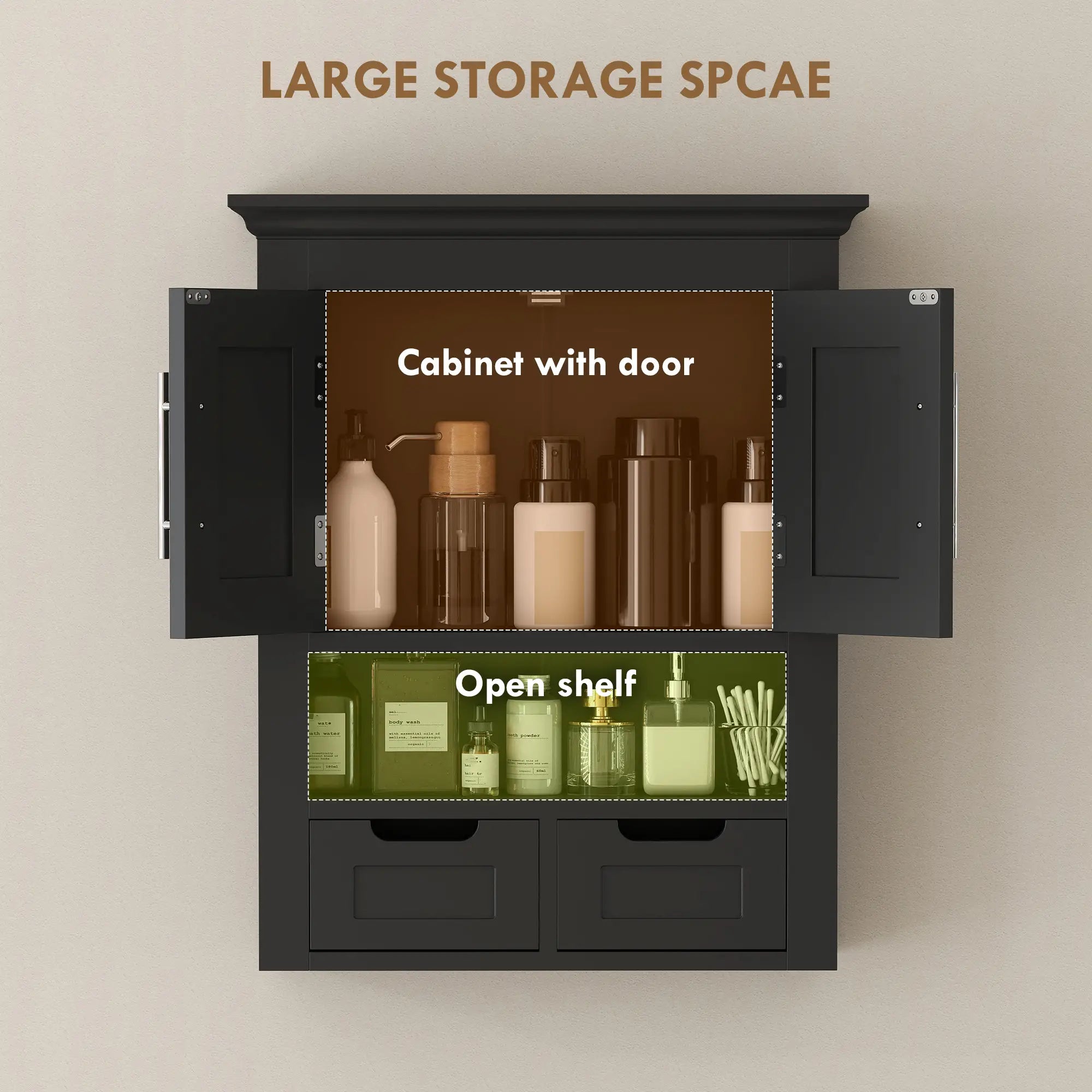 Bathroom Wall Cabinet, Medicine Cabinet, With Shelf, Black Wall Mounted Cabinets at Gallery Canada