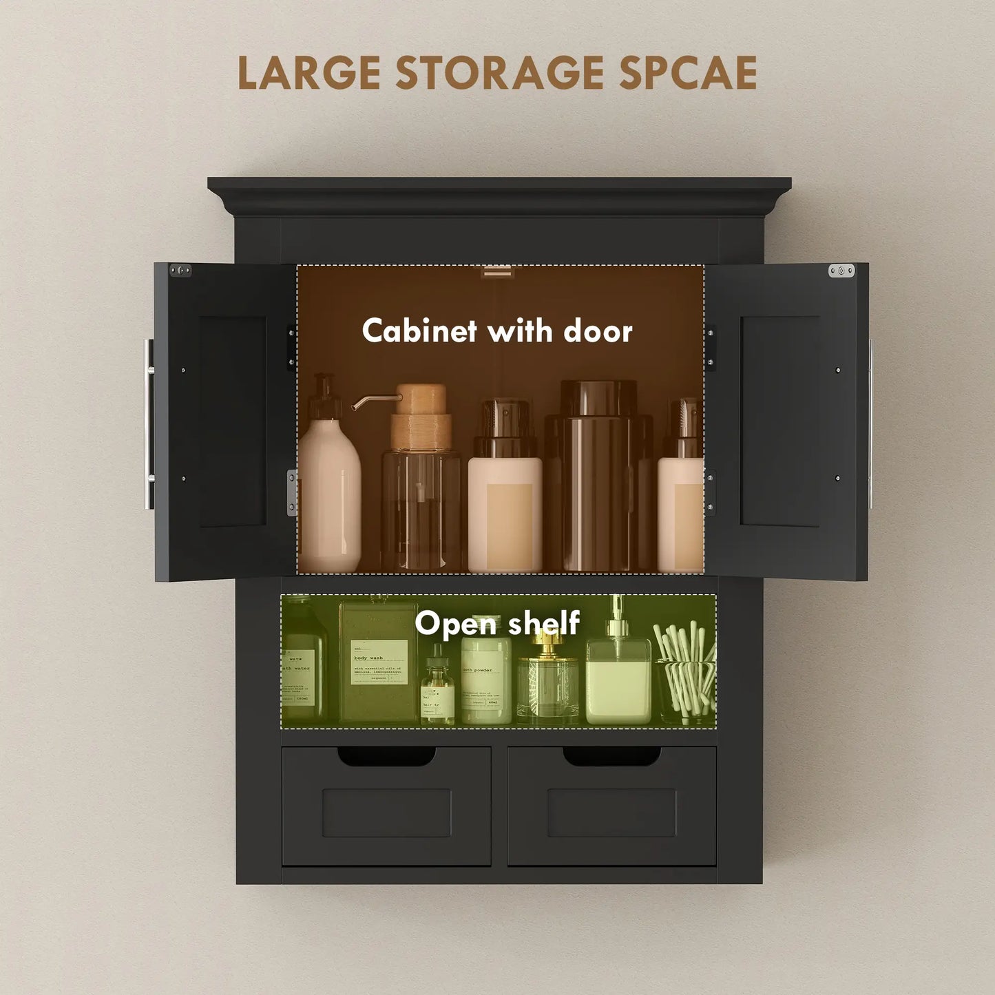 Bathroom Wall Cabinet, Medicine Cabinet, With Shelf, Black Wall Mounted Cabinets at Gallery Canada