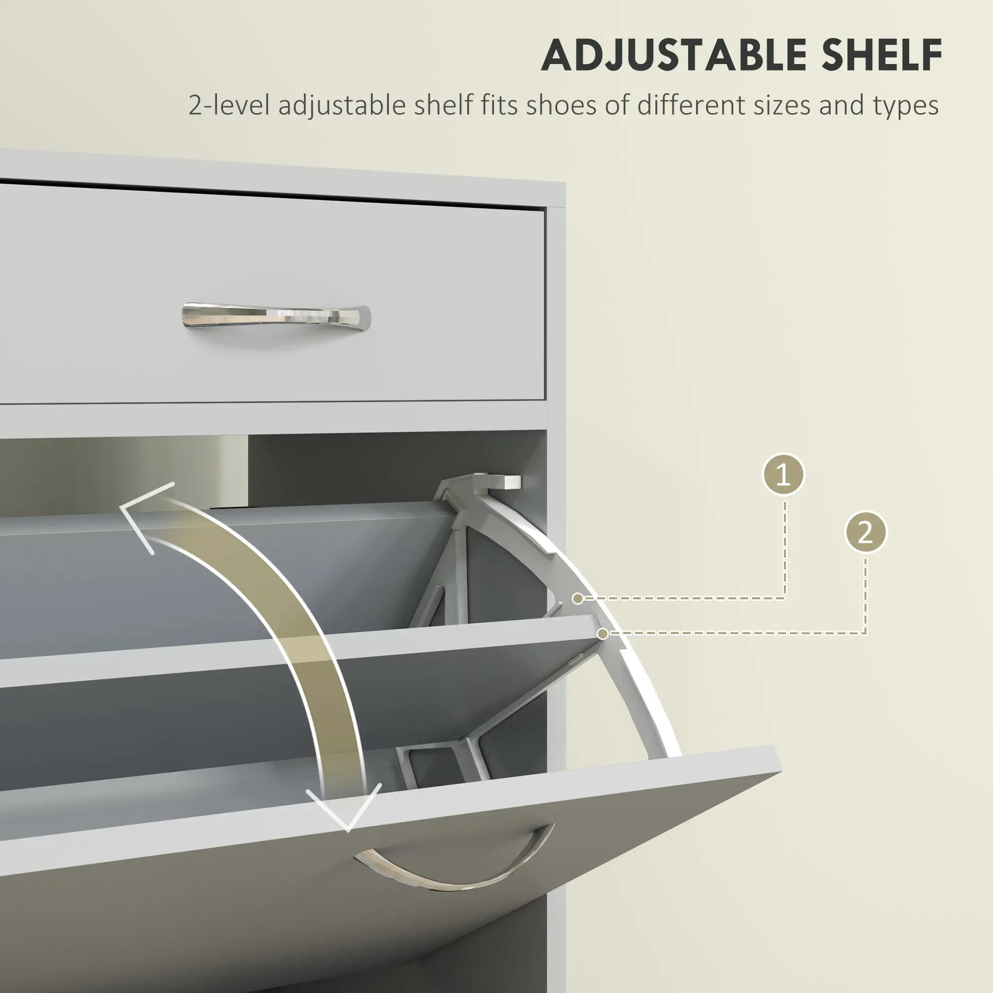 Narrow Shoe Storage, 2 Flip Drawers, Adjustable Shelves, 12 Pairs, Grey Shoe Storage Cabinets & Racks at Gallery Canada