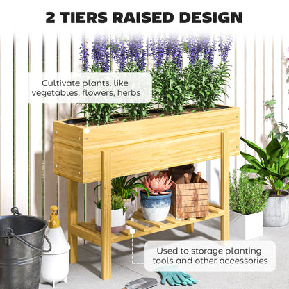 Raised Garden Bed With Legs, Elevated Planter With Storage Shelf, Natural Wood Raised Garden Beds at Gallery Canada