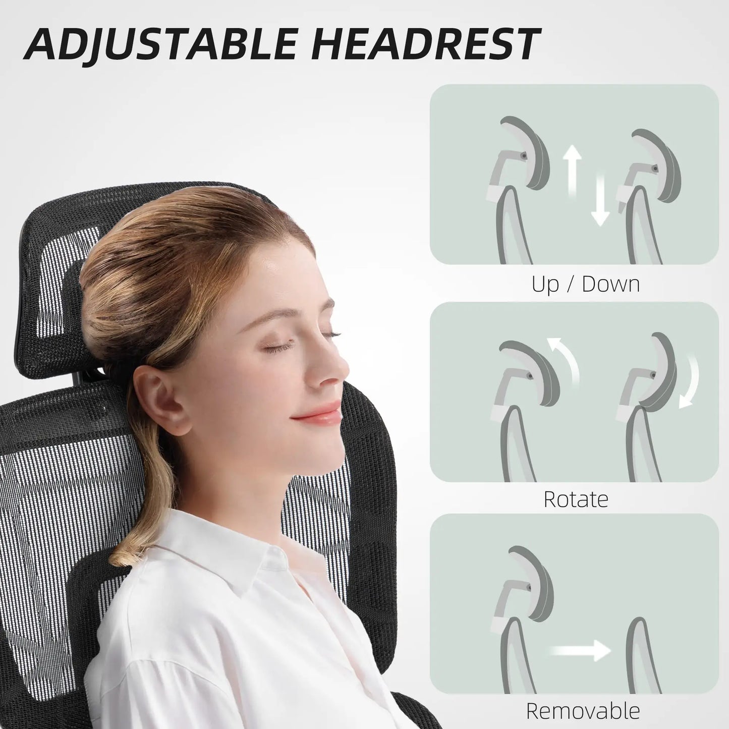 Mesh Office Chair, 3D Armrest, High Back, Lumbar Support, 135° Recline, Adjustable Headrest, Black Executive & Manager Chairs at Gallery Canada