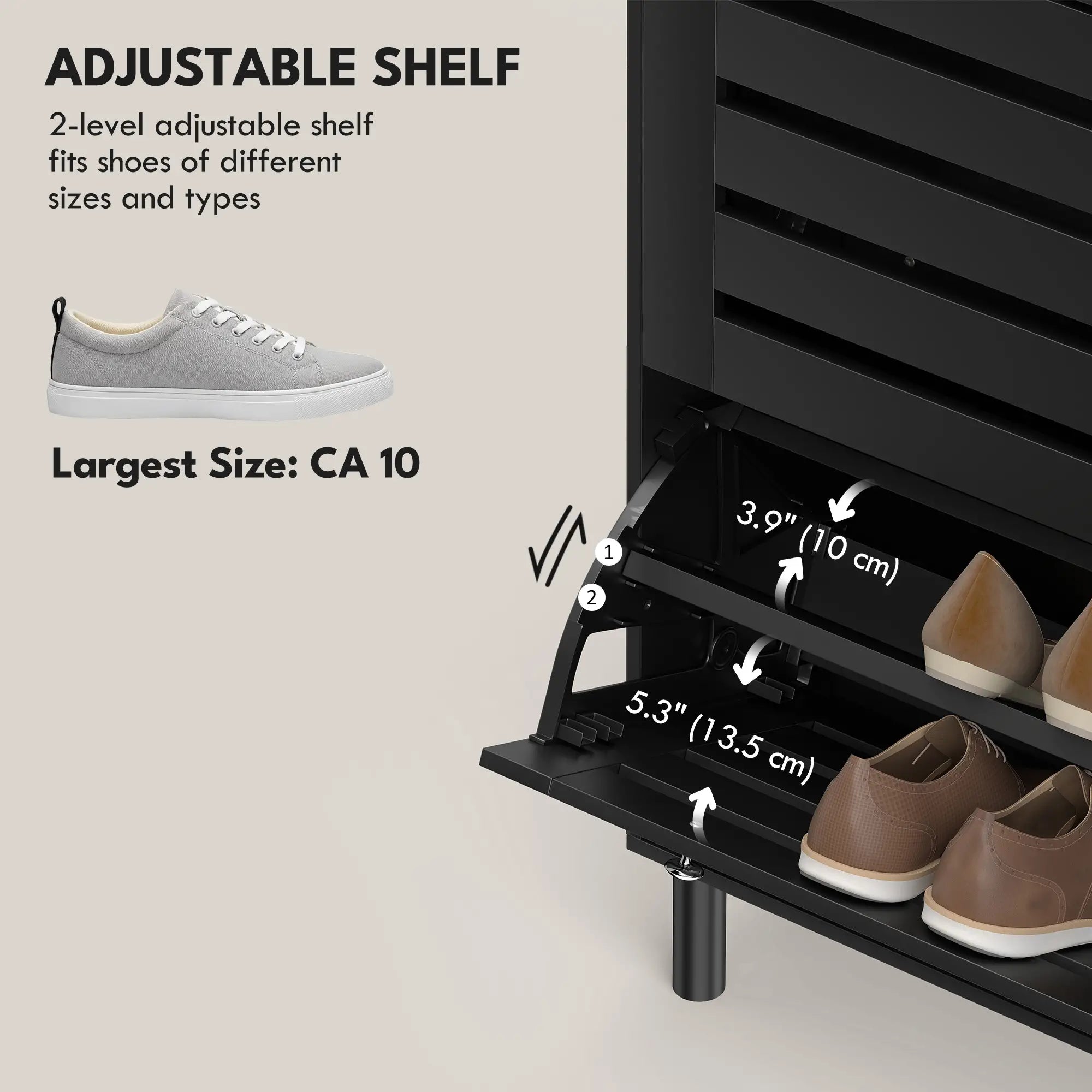 Narrow Shoe Storage Cabinet, 3 Flip Drawers, Adjustable Shelves, 24 Pairs, Black Shoe Storage Cabinets & Racks at Gallery Canada