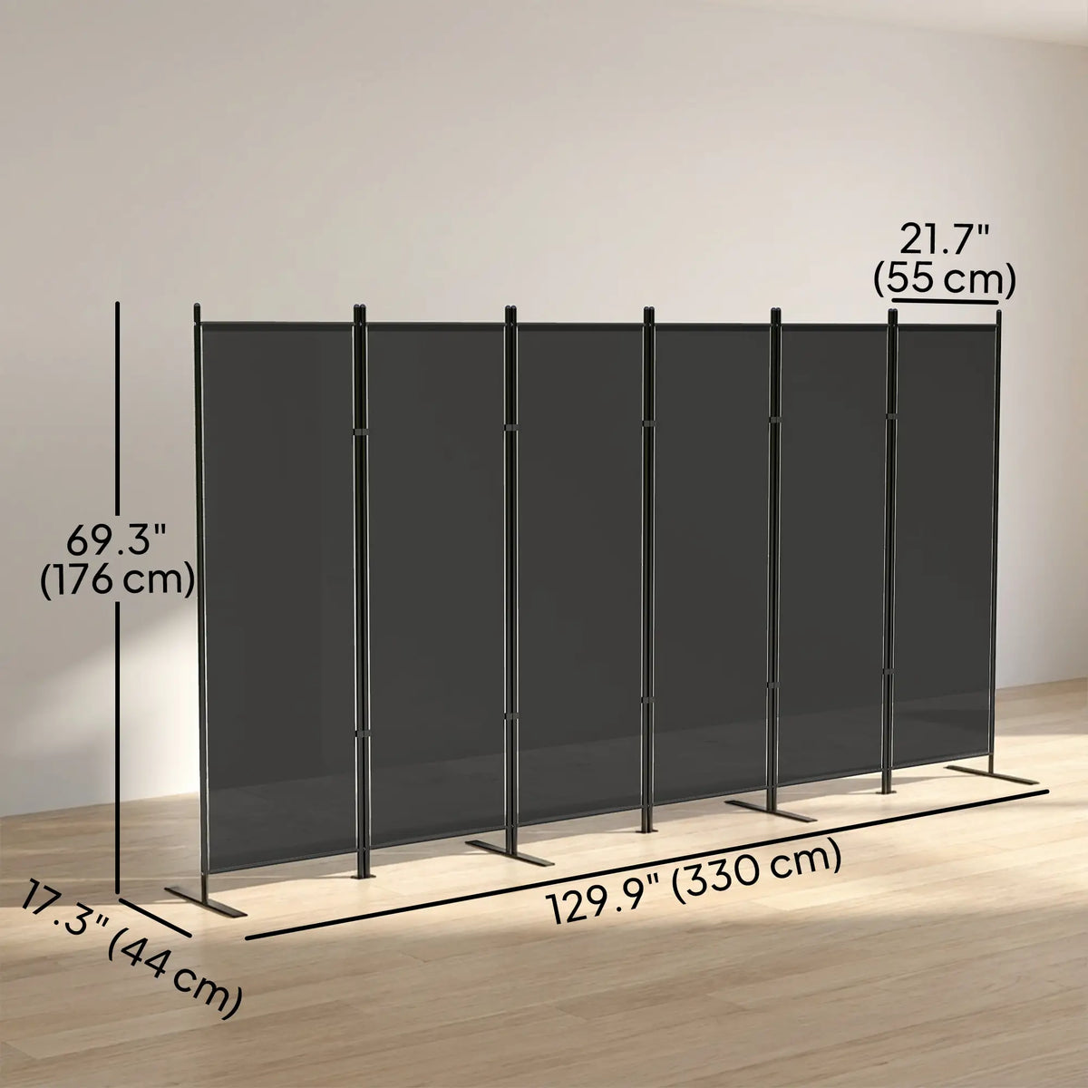 6 Ft Room Divider, Folding Privacy Screen, Charcoal Grey Room Dividers at Gallery Canada