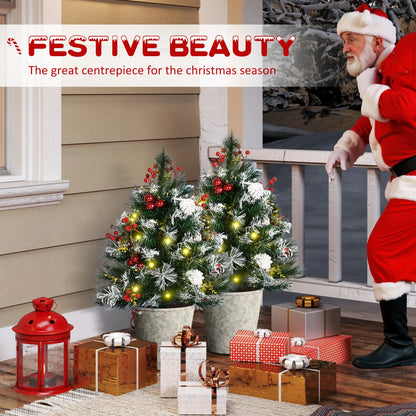 2 Foot Prelit Artificial Christmas Tree, 70 Branches, Warm White LED, Red Berries, Pine Cones, Green Pre Lit Christmas Trees at Gallery Canada