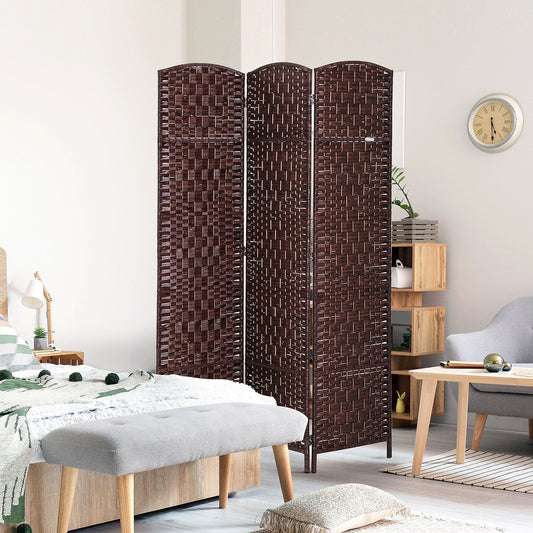 6ft Folding Room Divider, 3 Panel Wall Partition with Wooden Frame for Bedroom, Home Office, Brown - Gallery Canada