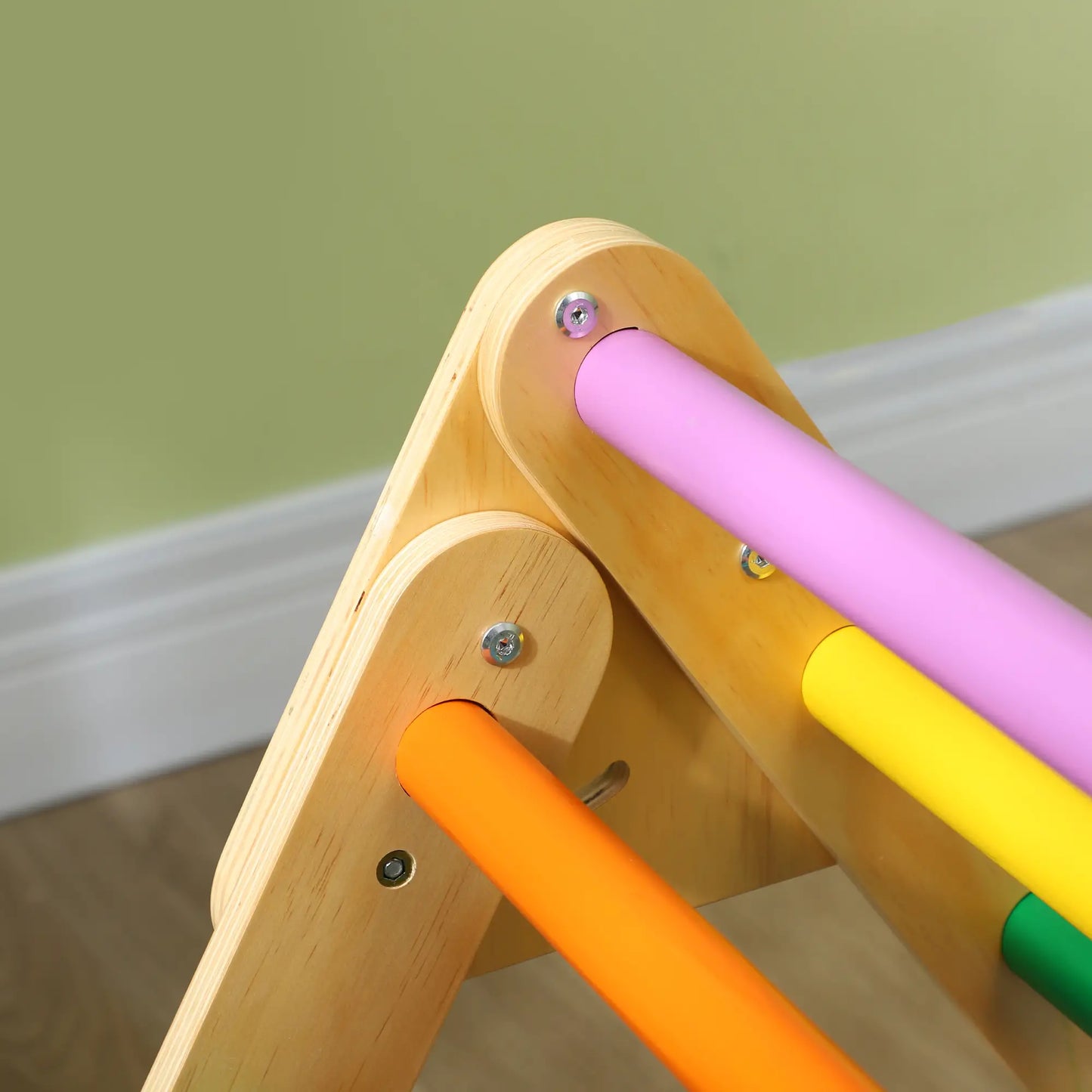 Pikler Triangle Set, 3 in 1 Climbing Toys with Ramp for Toddlers, Nature Wood Baby Gym & Playmats at Gallery Canada