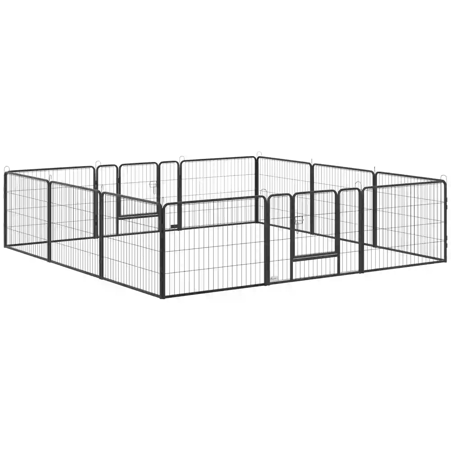 31.5"W Metal Dog Playpen, 23.5"H, 12 Panels, Indoor Outdoor Pet Fence Houses, Kennels & Pens Grey at Gallery Canada
