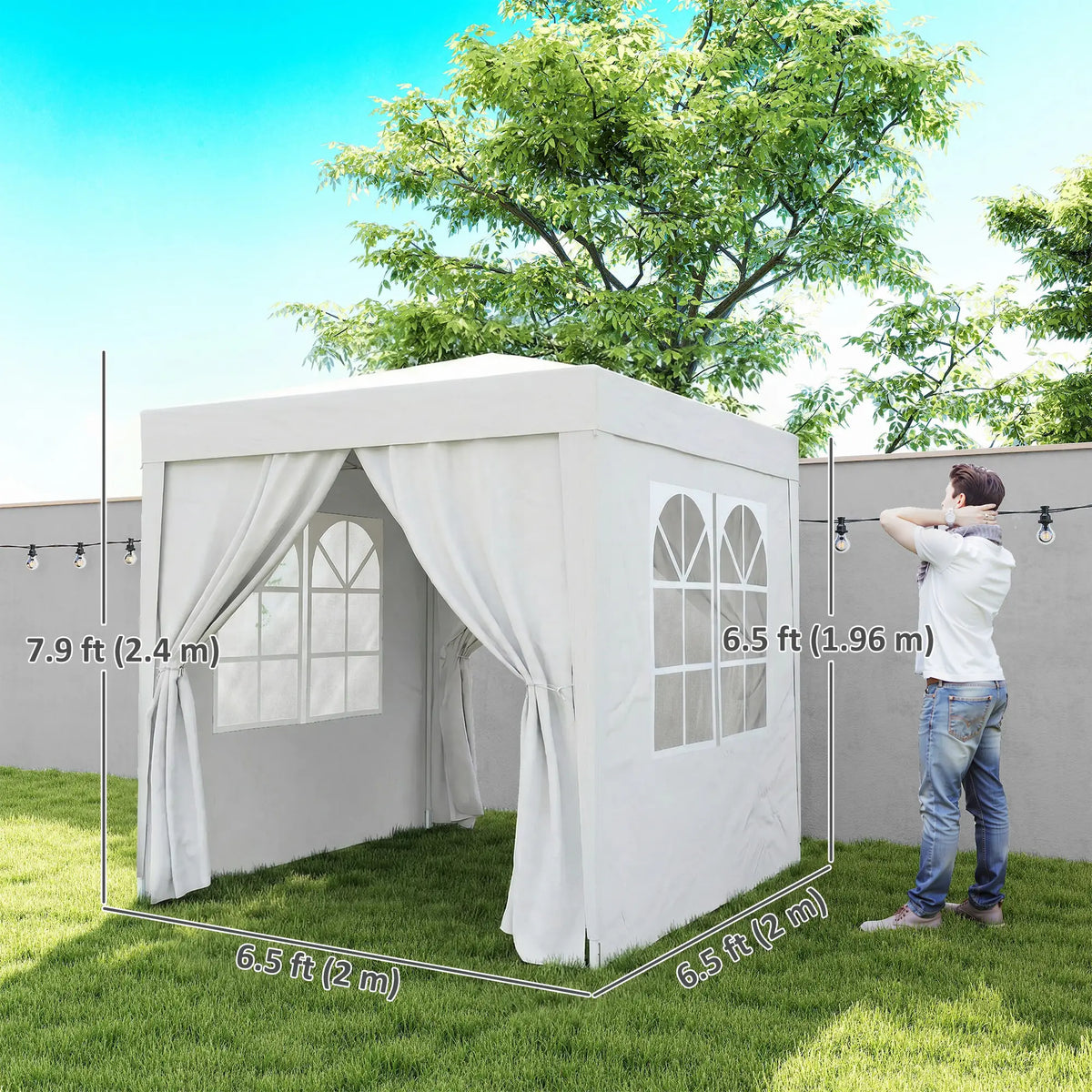 6.6'x6.6' Pop Up Canopy Tent, Instant Sun Shelter Gazebo, White