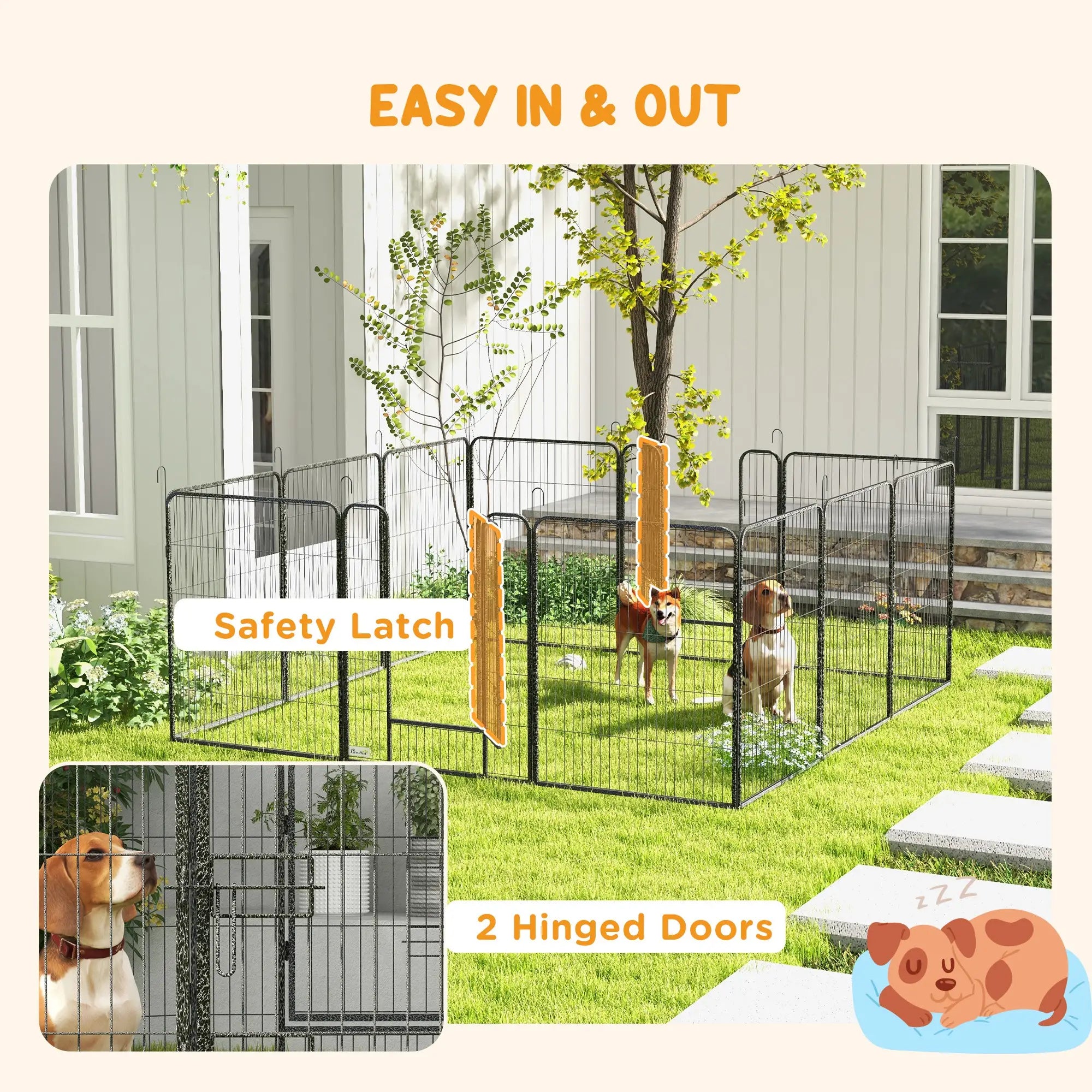 Dog Pen With Gate, 12 Panels Puppy Playpen, 39