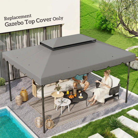 13' x 10' Gazebo Replacement Canopy, Double Vented Roof, Grey Gazebo Canopy Replacement Light Grey at Gallery Canada