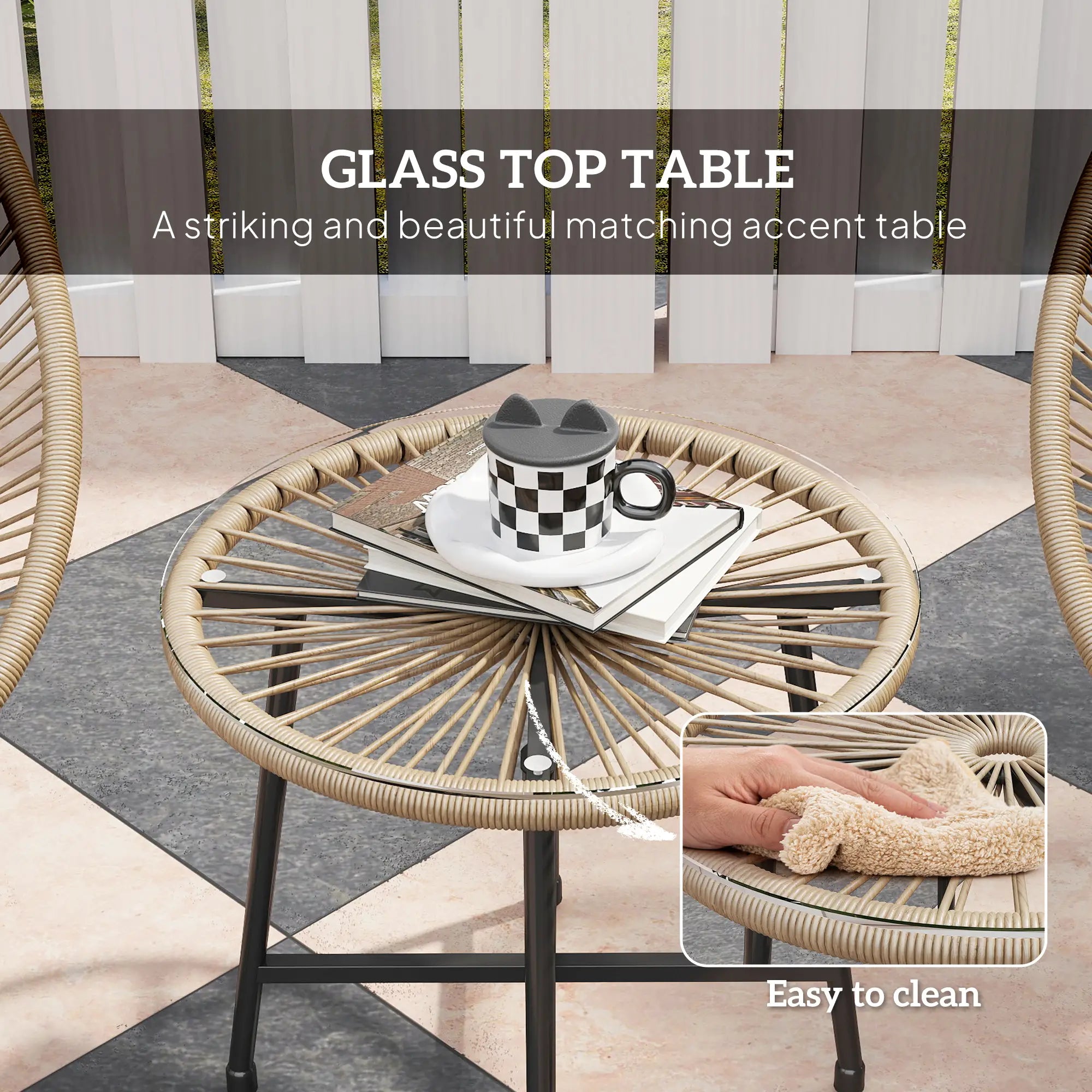 3 Piece Wicker Patio Bistro Set, Acapulco Chairs, Glass-Top Table, Natural Wood Bistro Sets at Gallery Canada