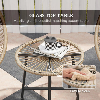 3 Piece Wicker Patio Bistro Set, Acapulco Chairs, Glass-Top Table, Natural Wood Bistro Sets at Gallery Canada