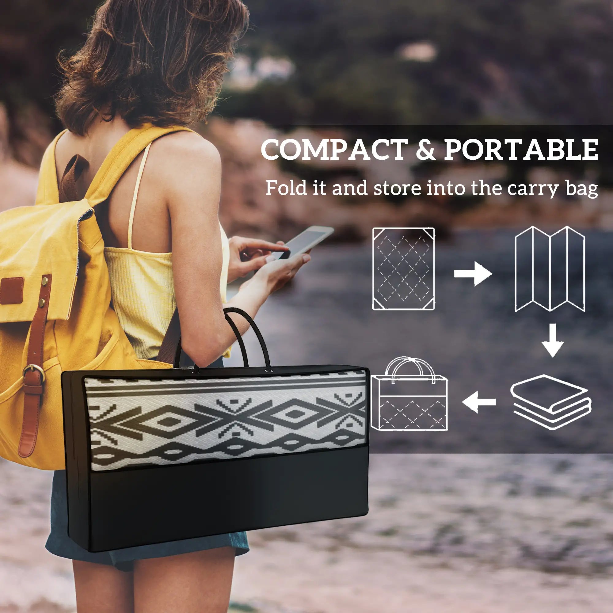 Reversible Outdoor Rug With USB Lights, 12' x 9', Carry Bag For Camping Outdoor Reversible Rugs at Gallery Canada