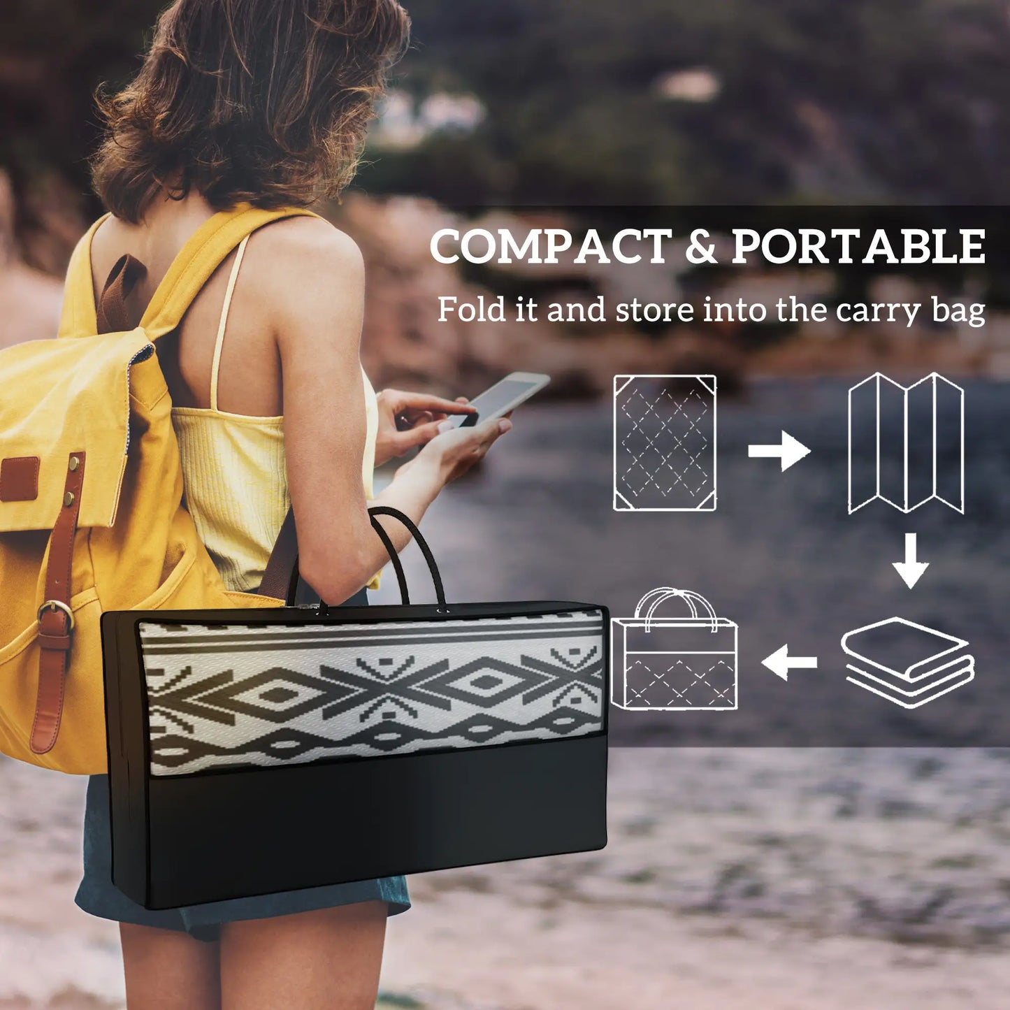 Reversible Outdoor Rug With USB Lights, 12' x 9', Carry Bag For Camping Outdoor Reversible Rugs at Gallery Canada