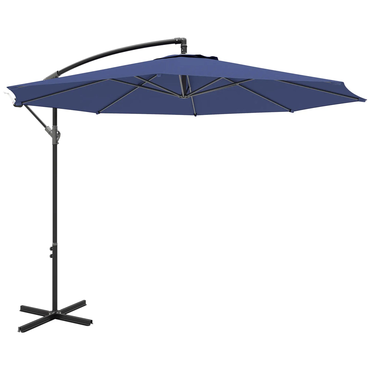 9.7ft Offset Patio Umbrella, 8 Ribs, Crank Handle, Cross Base, Blue Offset Cantilever Umbrellas at Gallery Canada