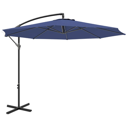 9.7ft Offset Patio Umbrella, 8 Ribs, Crank Handle, Cross Base, Blue Offset Cantilever Umbrellas at Gallery Canada
