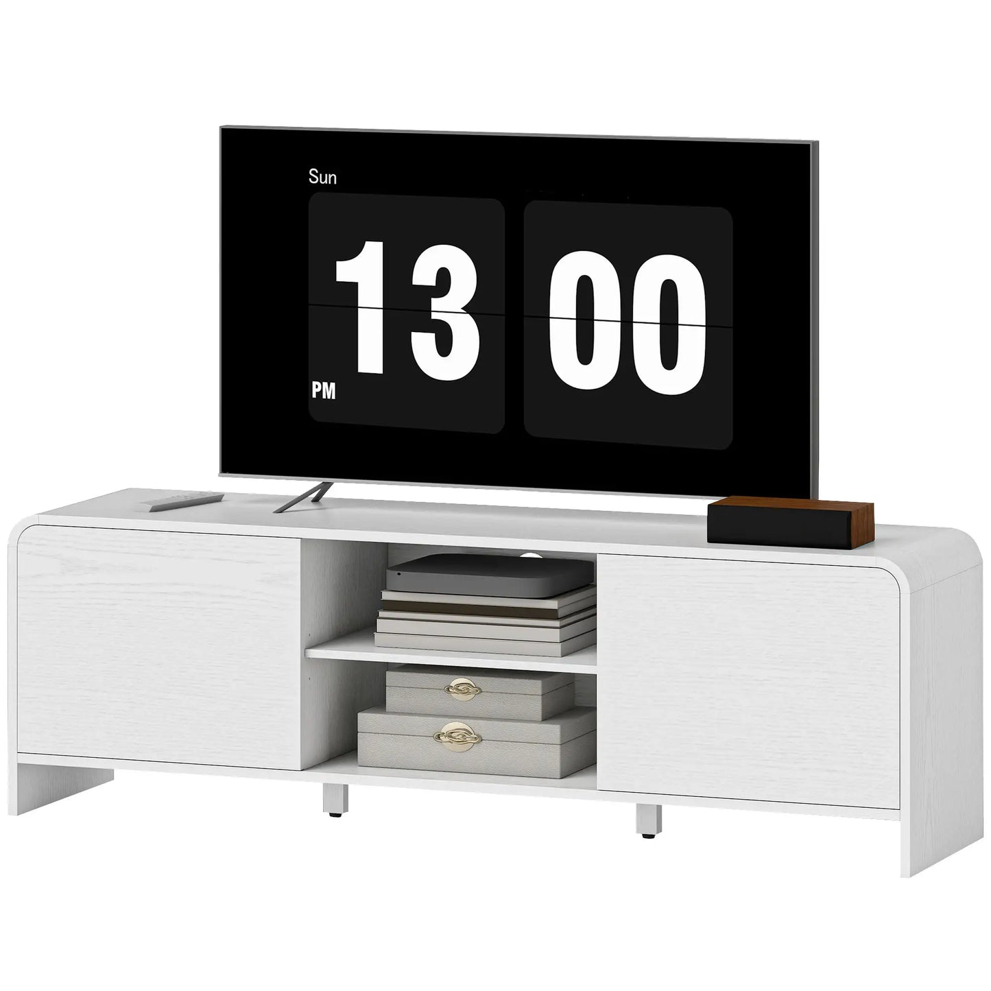 TV Stand For 65 Inch TV, 2 Cabinets 2 Shelves, White TV Stands White at Gallery Canada