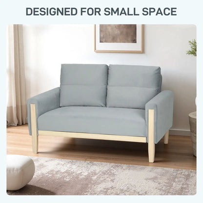 53" Loveseat Sofa, 2 Seater with Wood Legs, Velvet, Grey 2-Seater Sofas at Gallery Canada