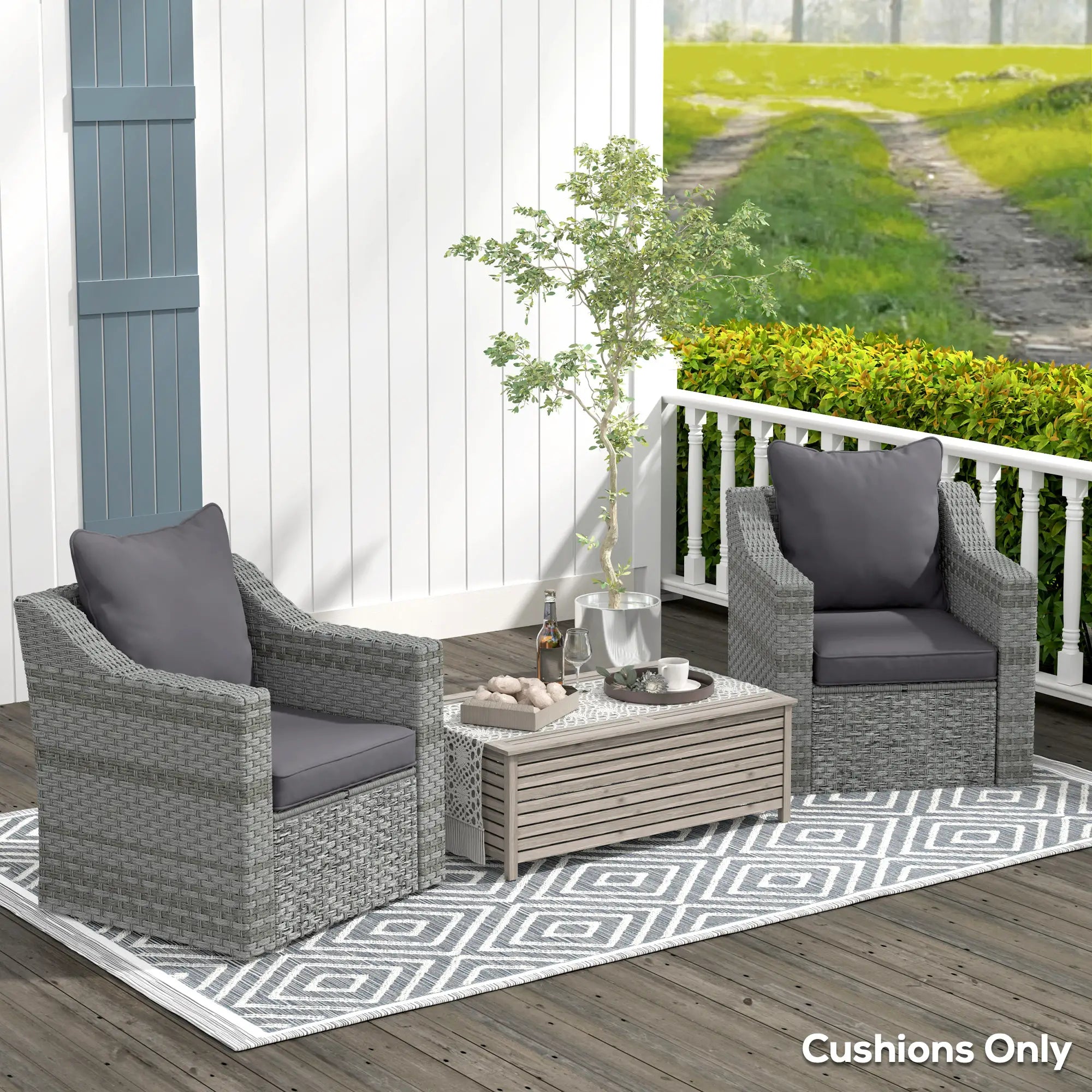Seat Cushion Back Pillows Set of 2, Patio Chair Cushions, Dark Grey Patio Chair Cushions at Gallery Canada