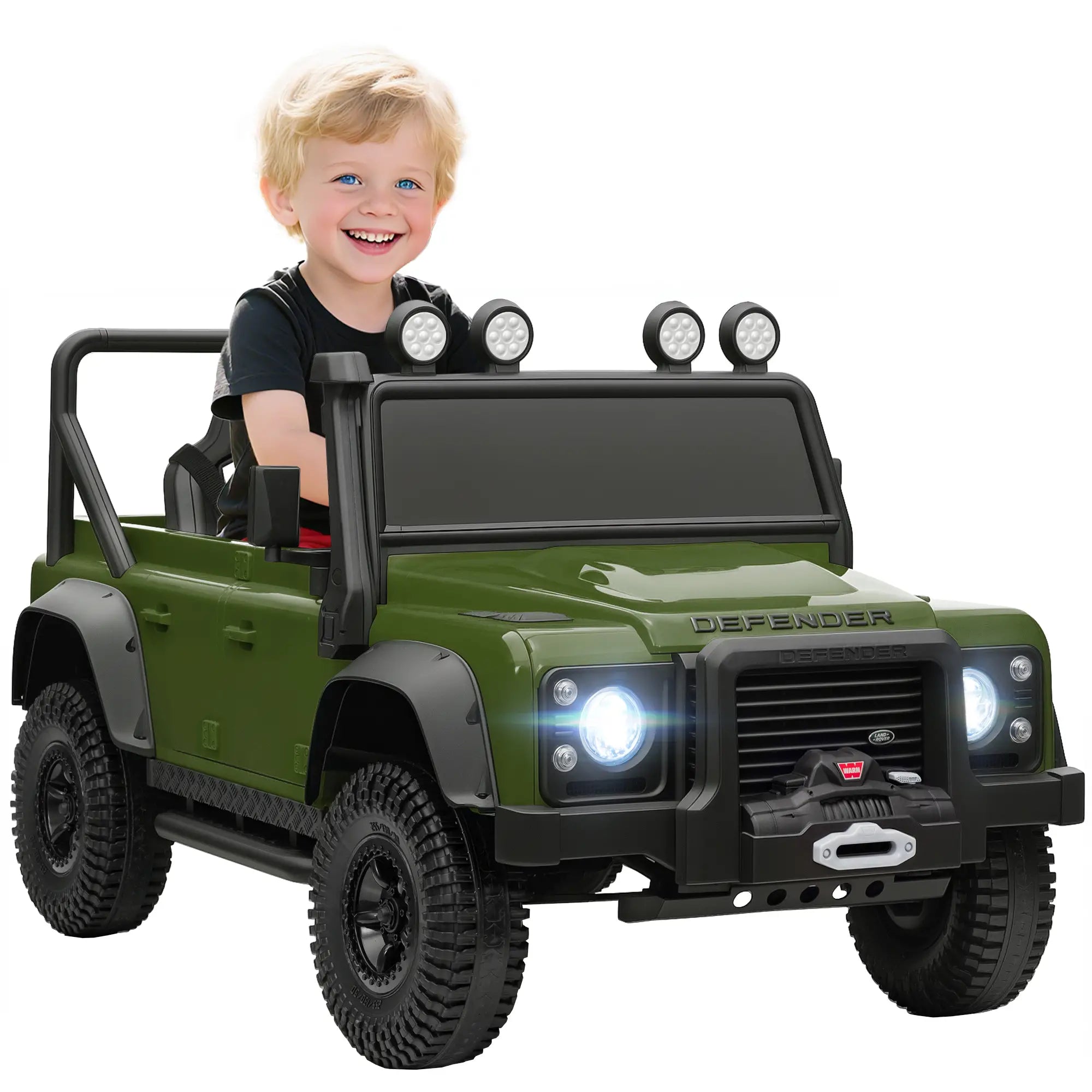 Kids Ride On Truck, Remote Control, Spring Suspension, LED Lights, 3 Speed, Dark Green Electric Toy Cars at Gallery Canada