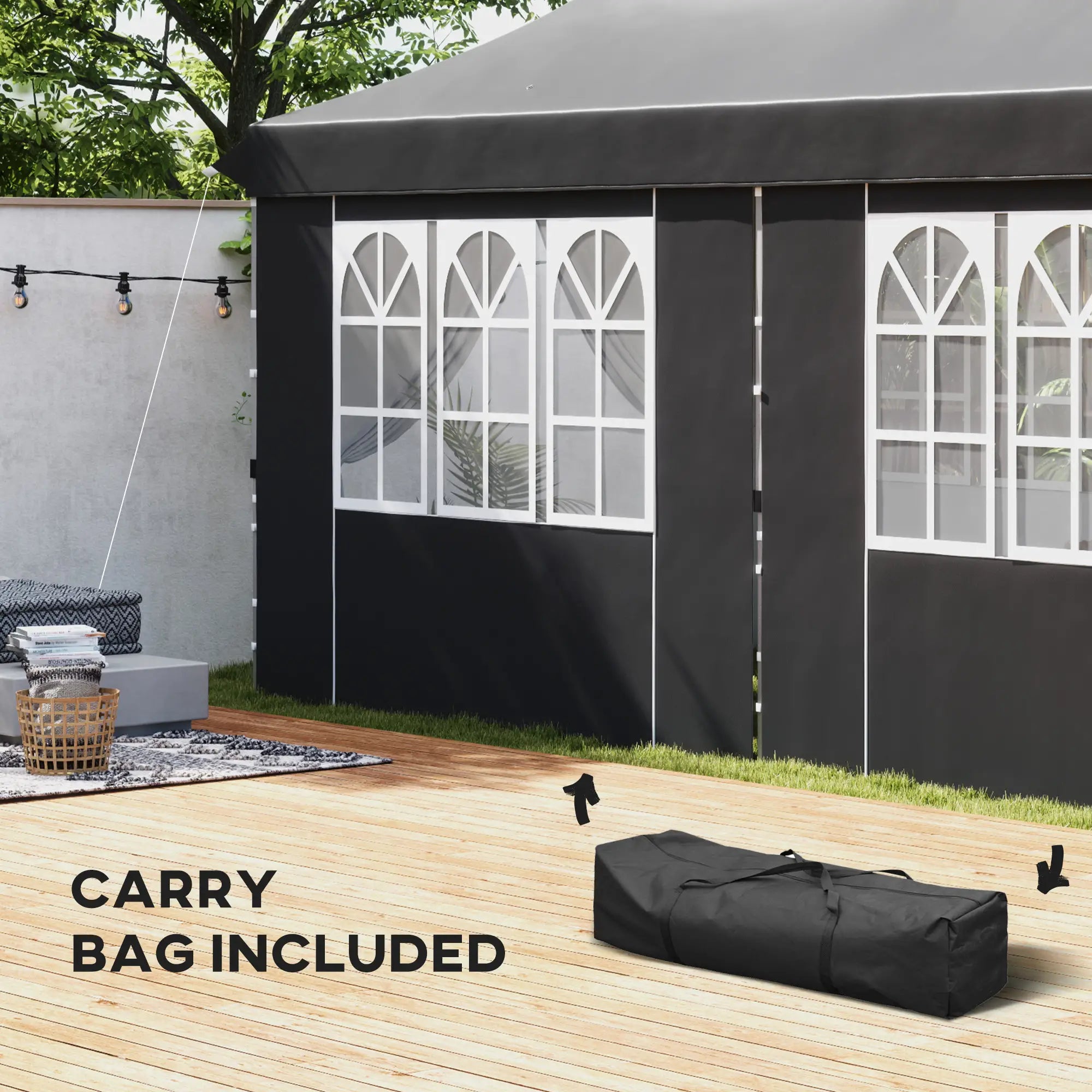 20x10 Pop Up Canopy, 6 Removable Sidewalls, Carry Bag, 6 Sand Bags, Adjustable, Grey Pop Up Canopies at Gallery Canada