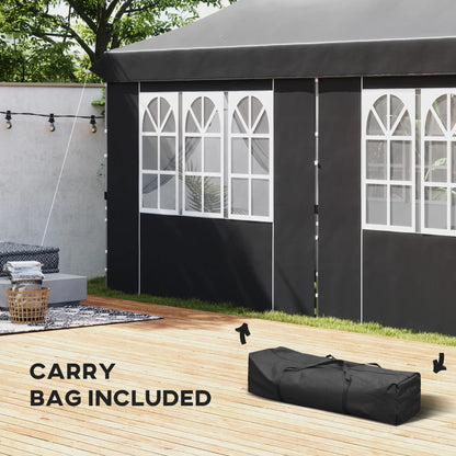 20x10 Pop Up Canopy, 6 Removable Sidewalls, Carry Bag, 6 Sand Bags, Adjustable, Grey Pop Up Canopies at Gallery Canada