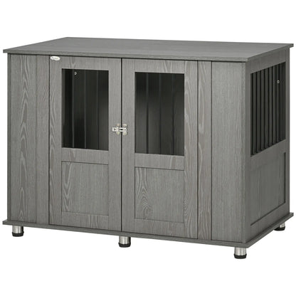 Dog Crate Furniture with Lockable Magnetic Door, Adjustable feet for Extra Large, Medium &; Small Dogs, Indoor Use, Grey Houses, Kennels & Pens Grey at Gallery Canada