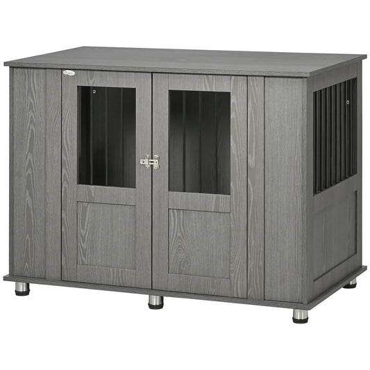 Dog Crate Furniture with Lockable Magnetic Door, Adjustable feet for Extra Large, Medium &; Small Dogs, Indoor Use, Grey Houses, Kennels & Pens Grey at Gallery Canada