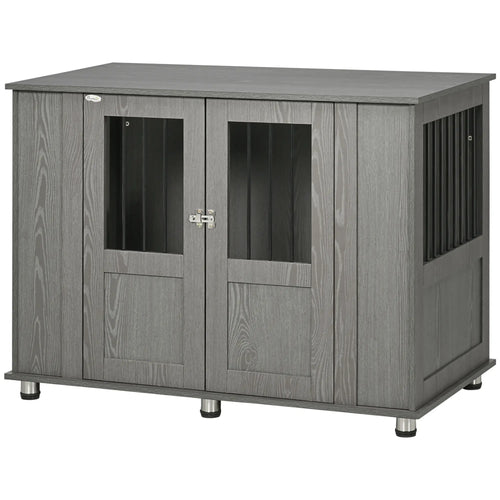Dog Crate Furniture with Lockable Magnetic Door, Adjustable feet for Extra Large, Medium &; Small Dogs, Indoor Use, Grey