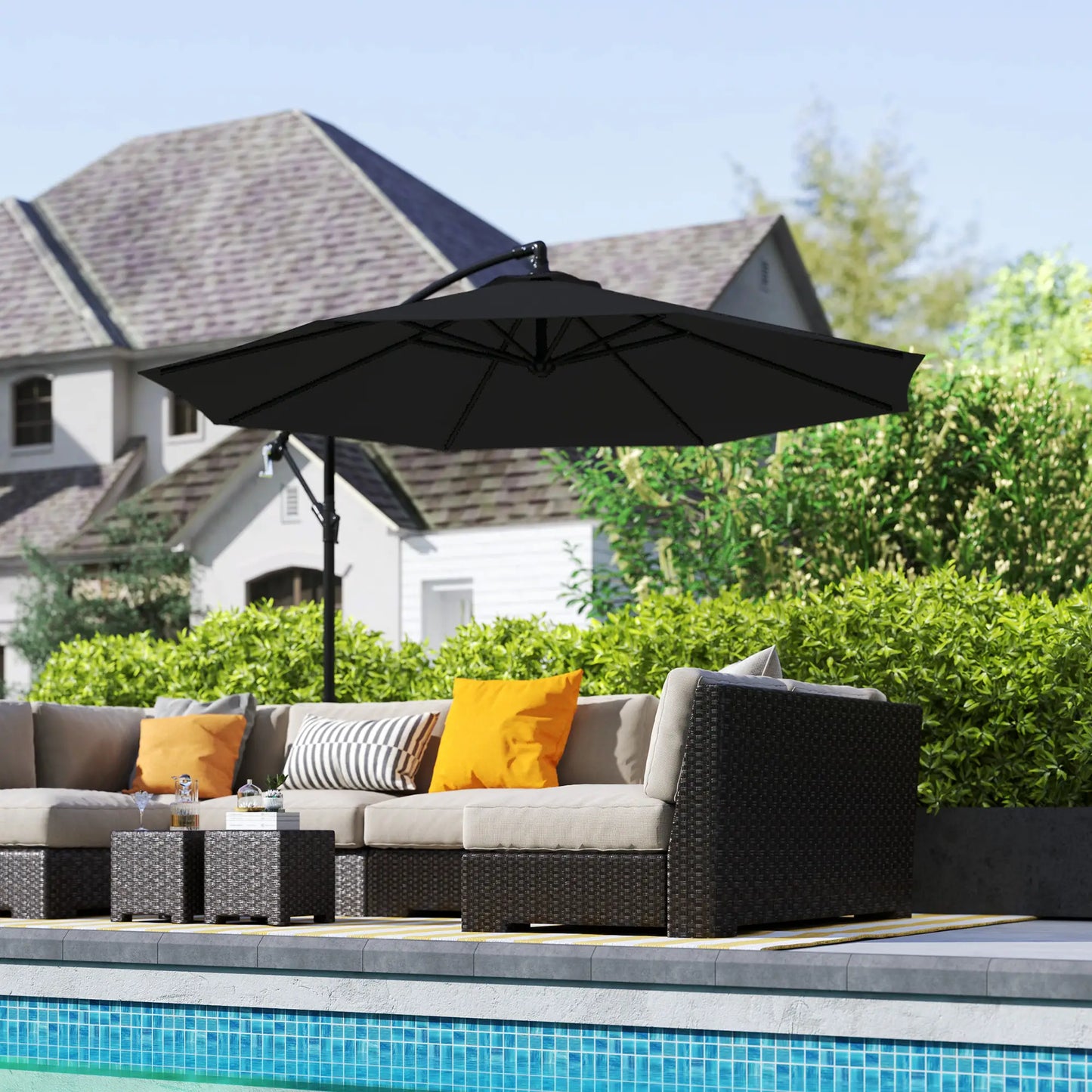 9.7ft Offset Patio Umbrella, Crank, Black Offset Cantilever Umbrellas at Gallery Canada