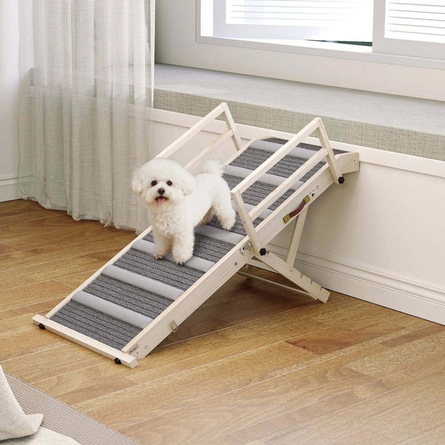 Folding Dog Ramp, 4 Adjustable Height 15" to 19", Side Rails Dog Stairs at Gallery Canada