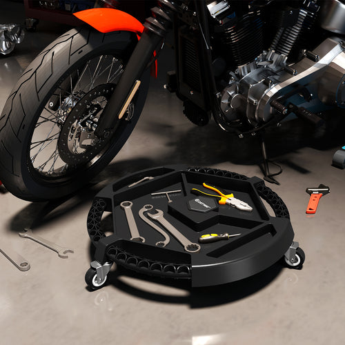 Mobile Automotive Tool Creeper with 3 Swivel Casters and 4 Compartments-BK, Black