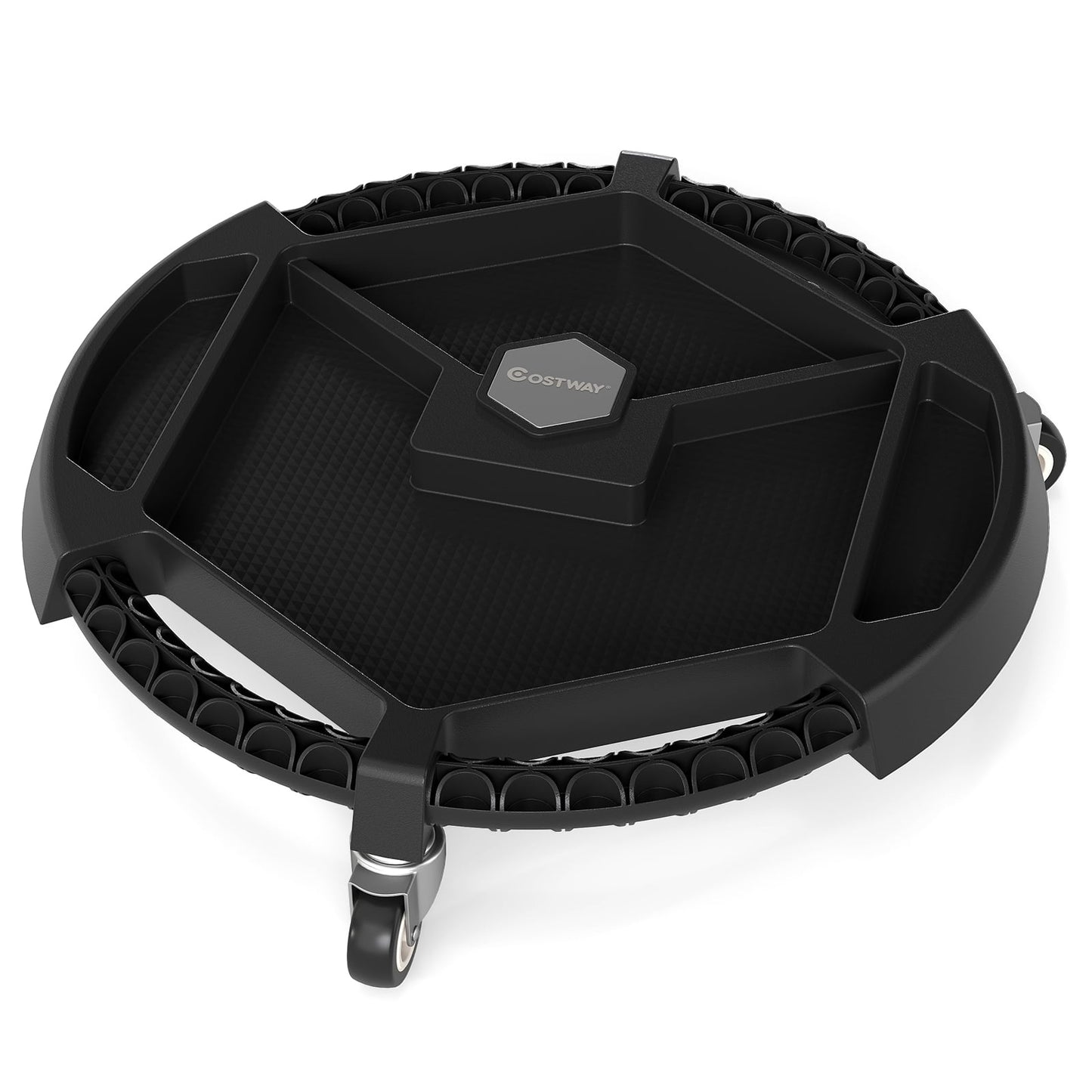Mobile Automotive Tool Creeper with 3 Swivel Casters and 4 Compartments-BK, Black Garages Black at Gallery Canada