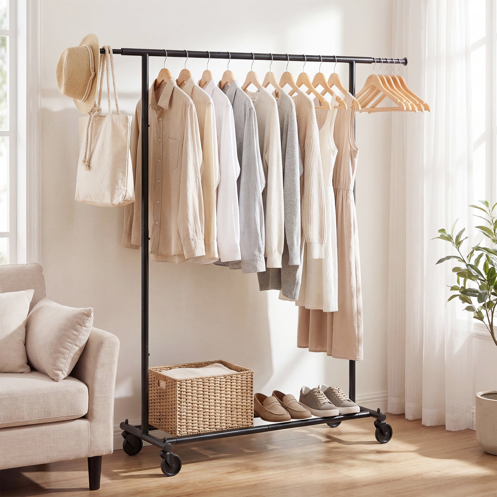 Mobile Garment Rack, Extendable Rods, Heavy-Duty Metal Clothes Stand Drying Racks at Gallery Canada
