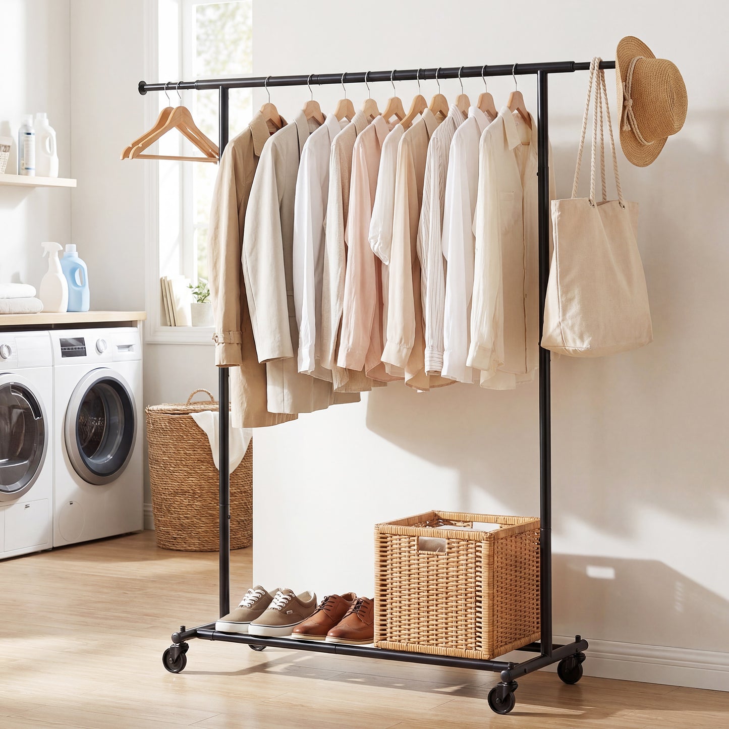 Mobile Garment Rack, Extendable Rods, Heavy-Duty Metal Clothes Stand Drying Racks at Gallery Canada