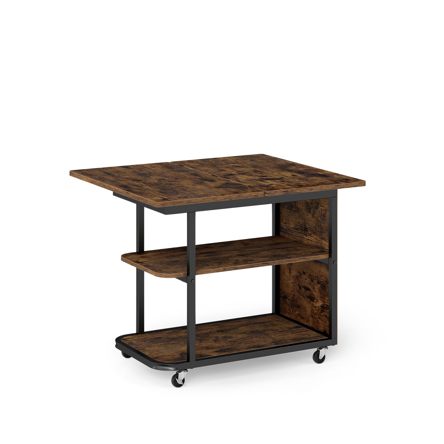 Mobile Night Stand with Foldable Swivel Top and 2-Tier Shelf for Small Spaces, Rustic Brown End & Side Tables Rustic Brown at Gallery Canada