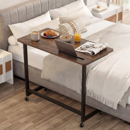 Mobile Side Table Rolling Laptop Desk Cart with Tablet Slot, Rustic Brown End & Side Tables at Gallery Canada